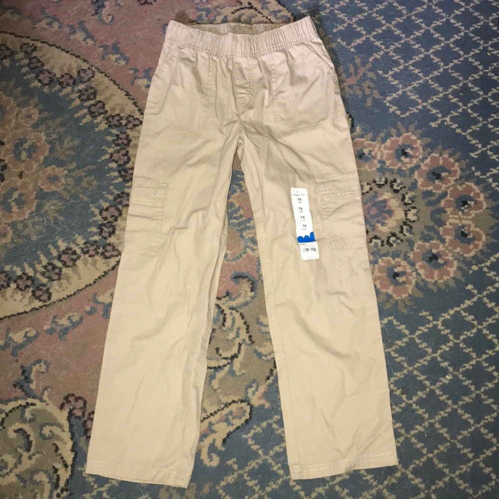 NWT Boys Khaki Carpenter Pants Pull On Size 7X